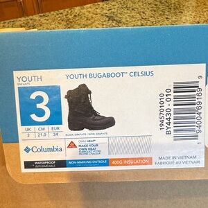 Columbia Youth Bugaboot Celsius Black Graphite Boots